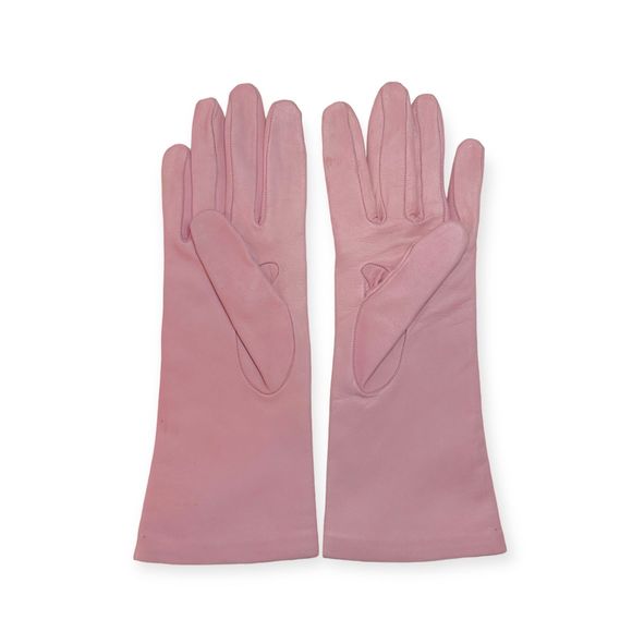 Vintage Light Pink Leather Gloves, Size M - Picture 2 of 8